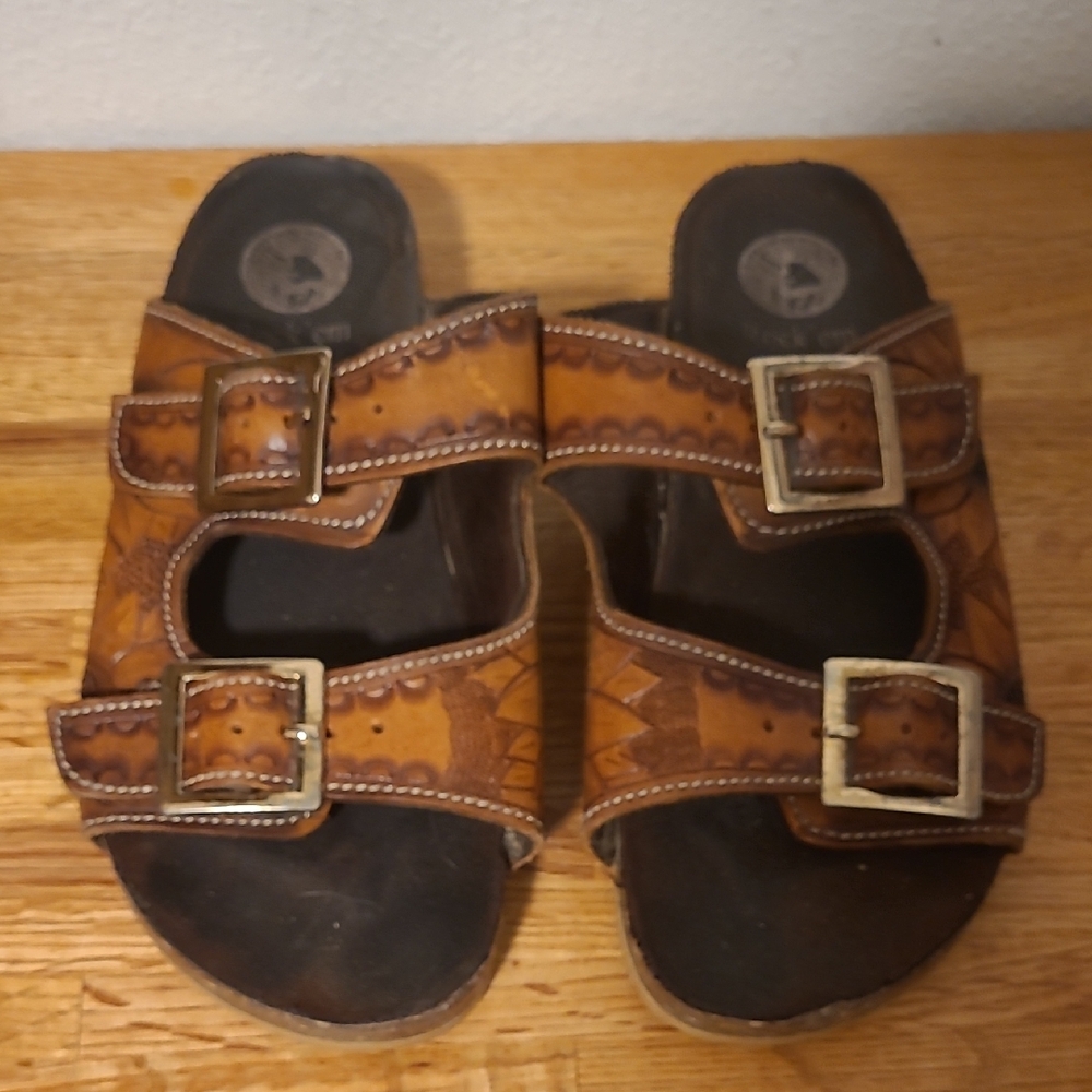 Brown Leather Sandals with Buckles